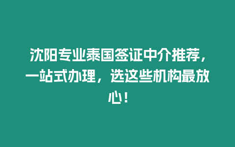 沈陽專業泰國簽證中介推薦，一站式辦理，選這些機構最放心！
