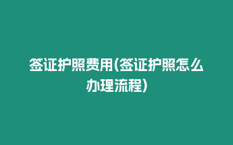 簽證護照費用(簽證護照怎么辦理流程)