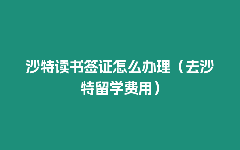 沙特讀書簽證怎么辦理（去沙特留學(xué)費(fèi)用）
