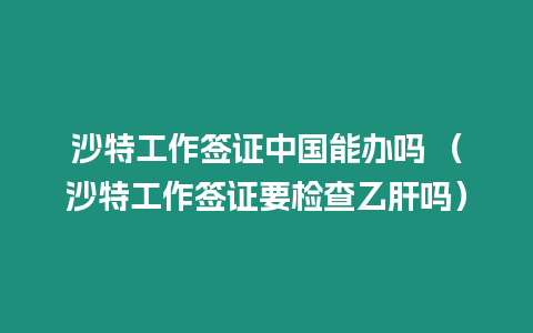 沙特工作簽證中國(guó)能辦嗎 （沙特工作簽證要檢查乙肝嗎）