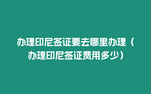 辦理印尼簽證要去哪里辦理（辦理印尼簽證費用多少）