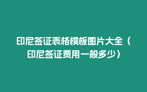 印尼簽證表格模板圖片大全（印尼簽證費(fèi)用一般多少）